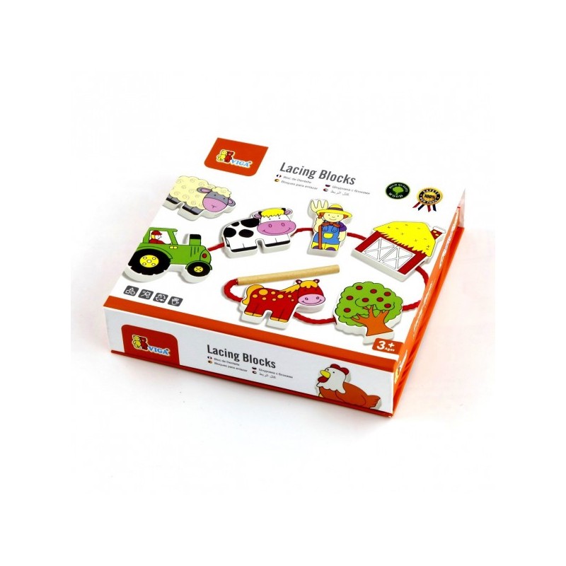 Margele de insirat din lemn - animale de la ferma